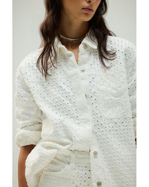 Hudson White Tattered Shacket