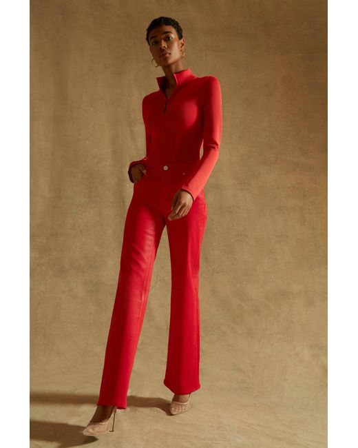 Hudson Red Long Sleeve Hook & Eye Bodysuit