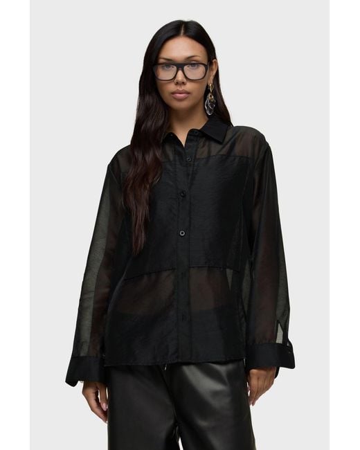 Hudson Black Sheer Oversized Button Up