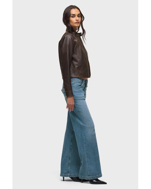 Hudson Blue Leather Moto Jacket
