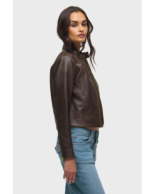 Hudson Blue Leather Moto Jacket