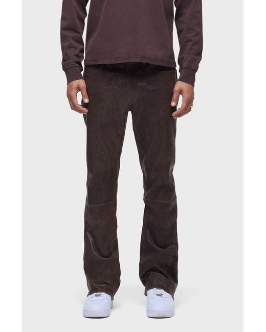 Hudson Black Leather Walker Kick Flare for men