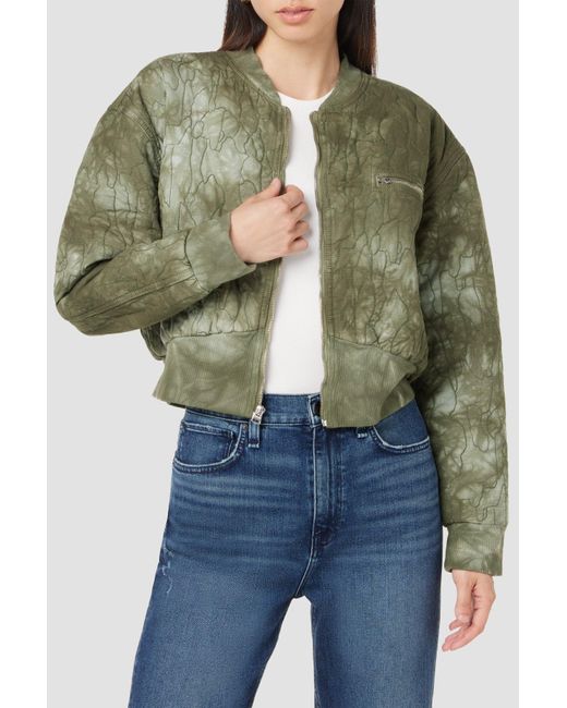 Hudson Green Cropped Bomber Jacket