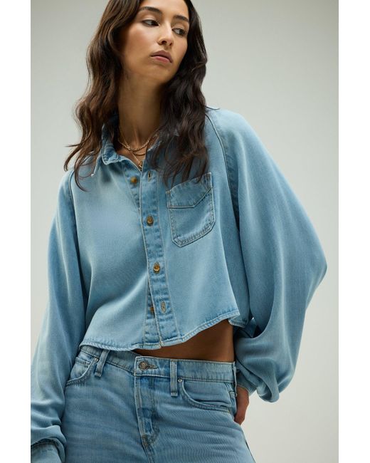 Hudson Blue Raglan Balloon Sleeve Button Down