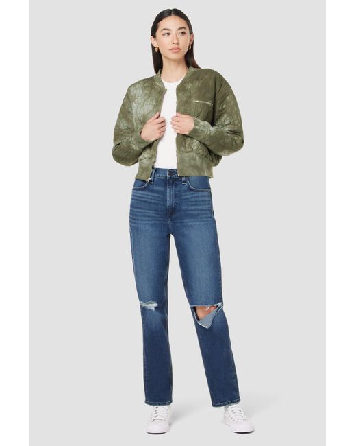 Hudson Green Cropped Bomber Jacket