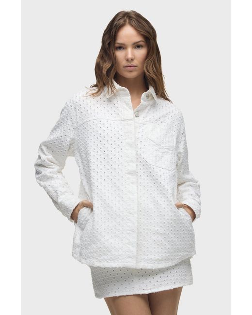Hudson White Tattered Shacket