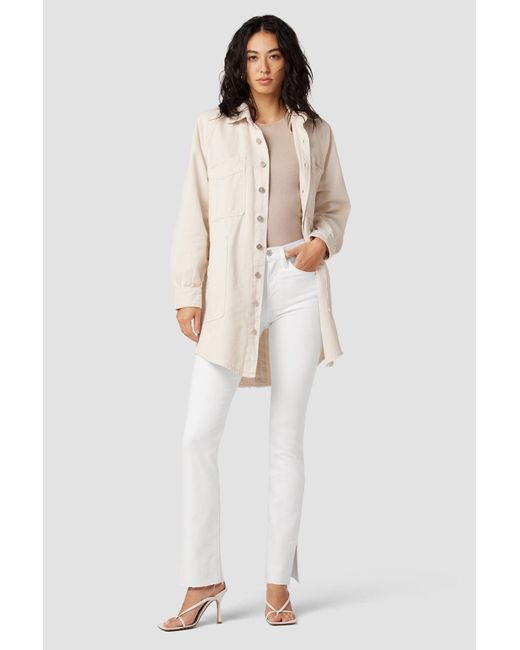 Hudson White Barbara High-rise Baby Bootcut Jean W/ Slit Hem