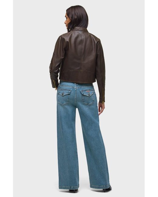 Hudson Blue Leather Moto Jacket