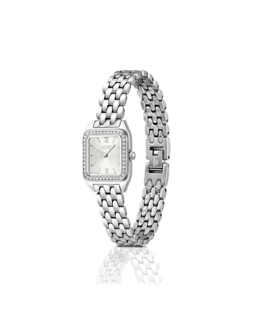 Boss Metallic Mae Petite Stainless-Steel Watch With Crystal-Set Bezel