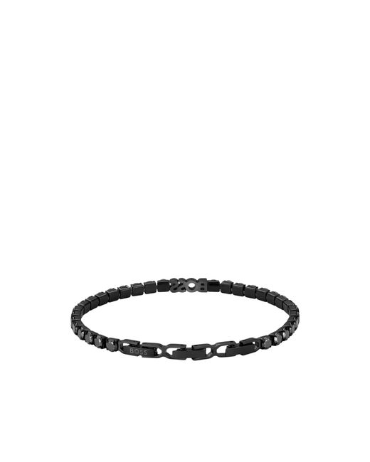 Boss Black Chain Tennis Bracelet With Crystals for men