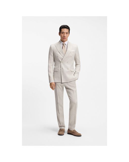 Boss White Two-Piece Slim-Fit Suit for men