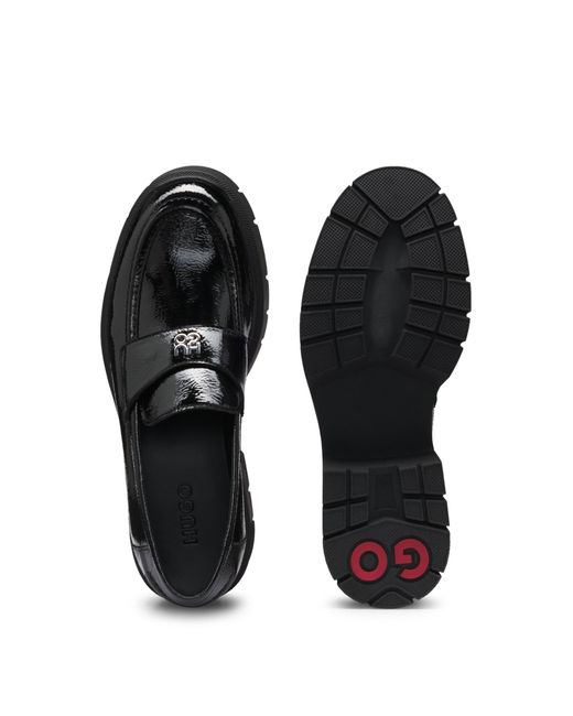 HUGO Black Loafer Aus Leder Mit Chunky-Sohle Und Stack-Logo-Detail
