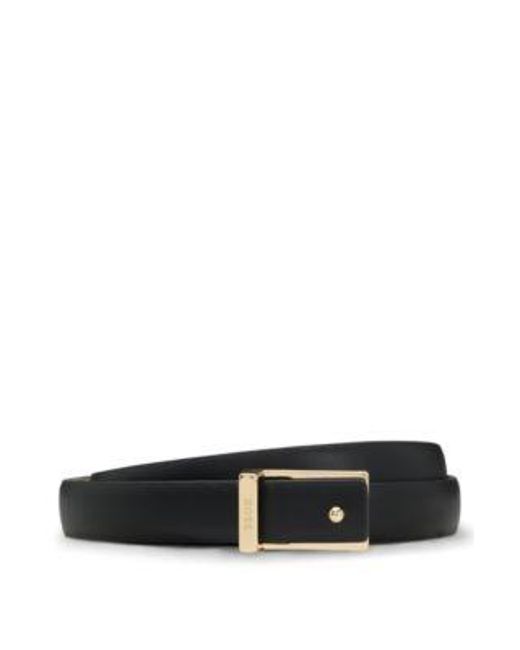 Ceinture En Cuir Avec Boucle Dorée Boss en coloris White