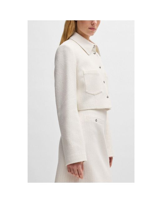 HUGO White Regular-Fit Cropped Jacket