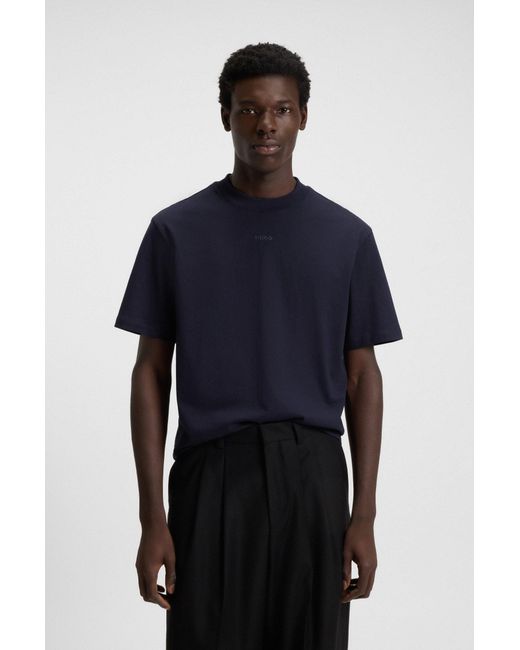 HUGO Relaxed-Fit T-Shirt Van Katoen Met Logoprint in het Blue voor heren