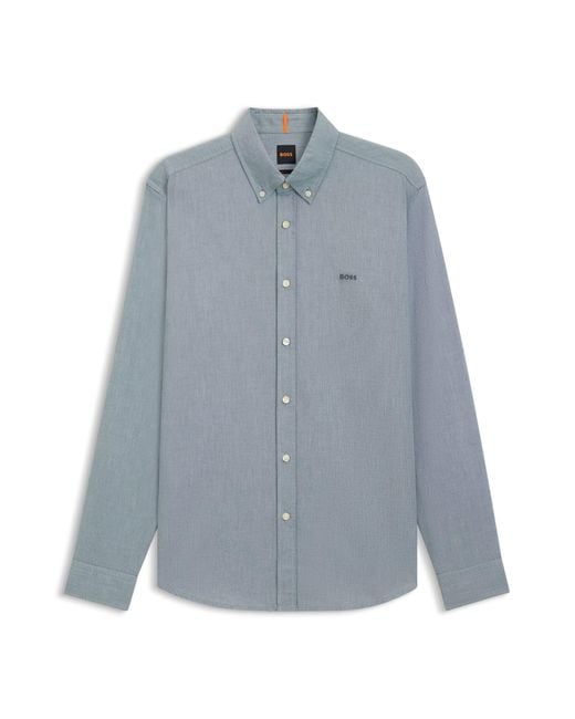 Boss Regular-Fit Overhemd Van Oxfordkatoen in het Blue voor heren