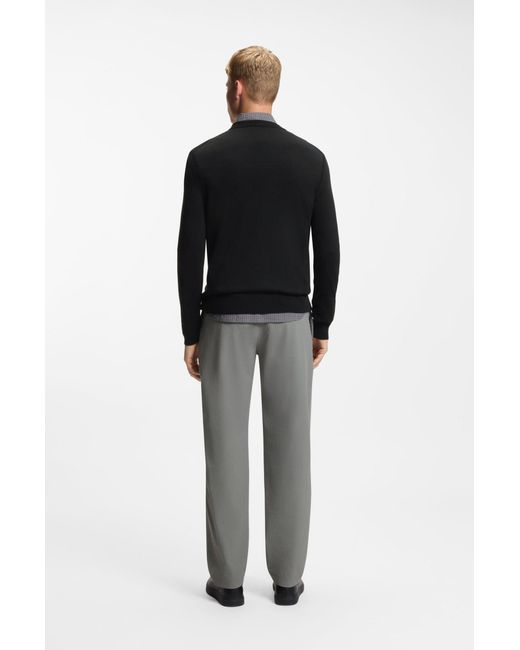 Boss Pullover Aus Gestrickter Baumwolle Mit Logo-Stickerei in Black für Herren