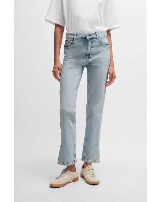 Boss Regular-fit Jeans In Light-blue Stretch Denim