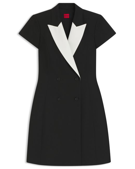 HUGO Black Kleid Im Blazer-Stil Mit Kontrastfarbenem Revers