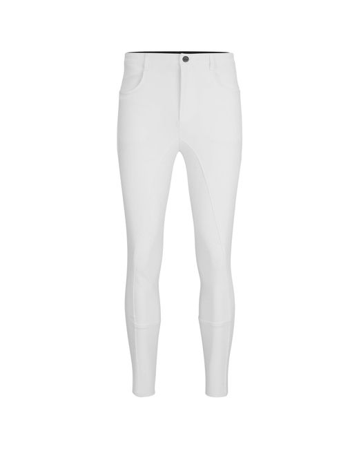 Boss White Equestrian Full-Grip Breeches for men