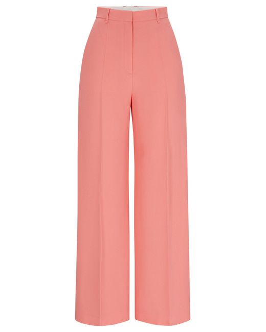 Boss Pink High-waisted Relaxed-fit Trousers With Wide Leg
