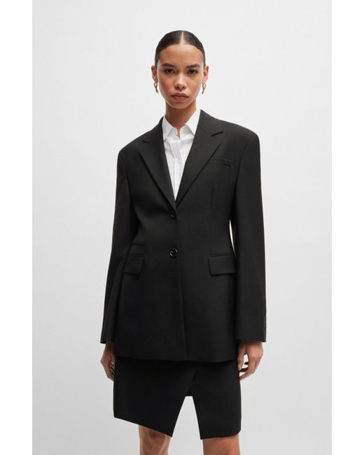 Boss Black Slim-fit Jacket In Wool Twill