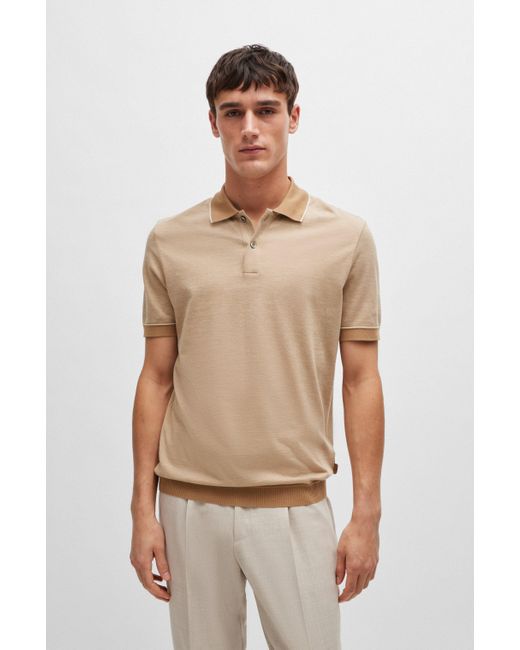 Boss Natural Regular-fit Polo Shirt In Cotton And Cashmere for men