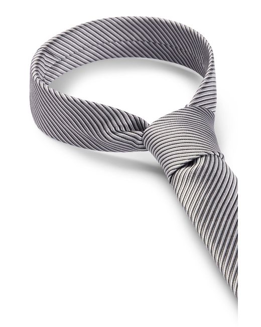 HUGO White Diagonal-stripe Tie In Silk Jacquard for men