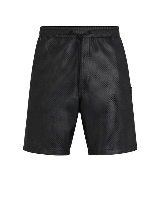 Short En Similicuir Perforé À Logo Revisité HUGO pour homme en coloris Gray
