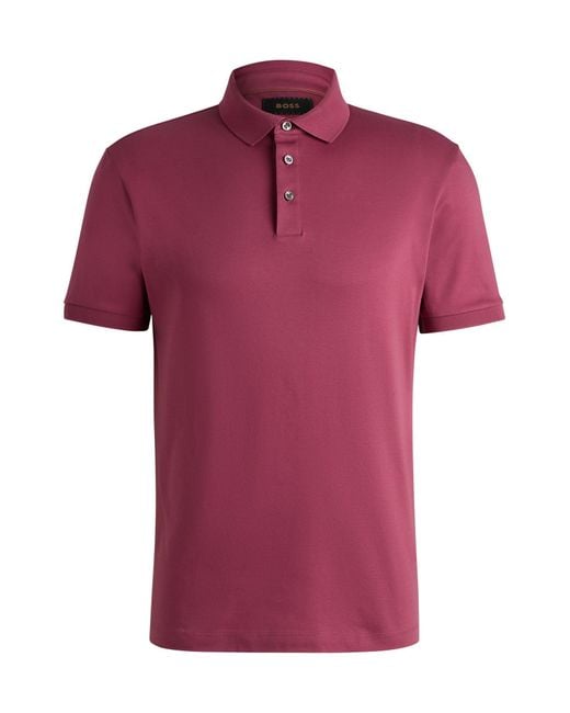 Boss Regular-Fit Poloshirt Aus Merzerisierter Italienischer Baumwolle in Red für Herren