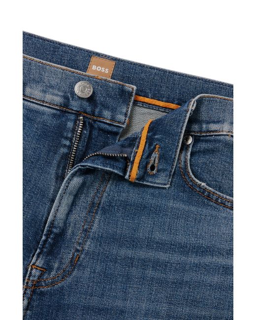 Boss Slim-fit Jeans In Blue Stretch Denim