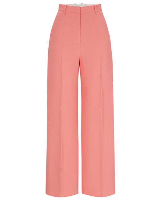 Pantalon large Relaxed Fit à taille haute Boss en coloris Pink