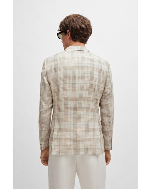 Boss Natural Slim-fit Jacket In Virgin Wool, Cotton And Linen for men