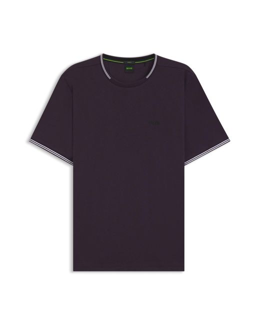 T-Shirt En Coton Stretch Avec Rayures Et Logo Boss pour homme en coloris Blue
