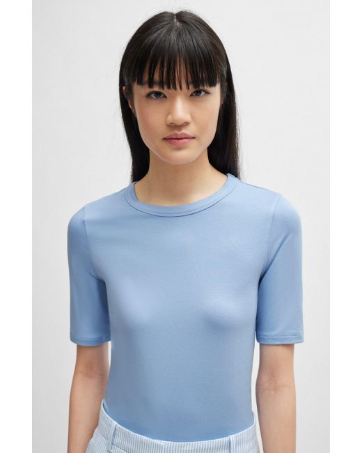 Boss Blue Slim-Fit T-Shirt aus elastischem Modal-Mix
