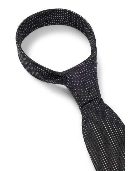 Boss White Tie In Silk-jacquard With Micro Pattern for men