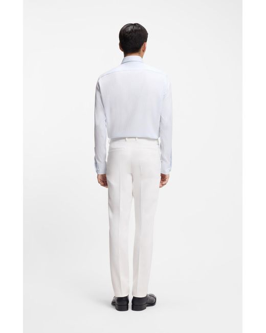 Boss Slim-Fit Broek Van Katoen En Kasjmier Met Stretch in het White voor heren