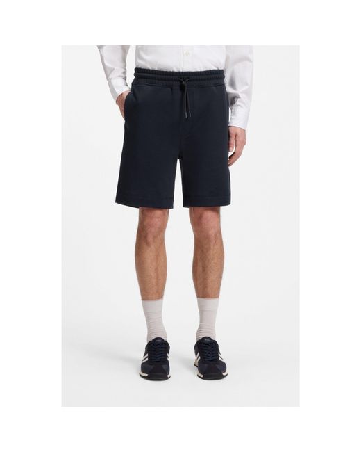 Boss Blue Cotton-Terry Shorts With Logo Patch for men