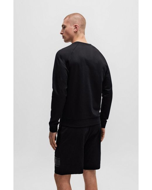 Boss Black Cotton-terry Sweatshirt With Tonal Logo Print for men