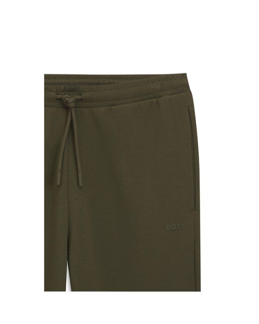 Boss Green Stretch-Cotton Tracksuit Bottoms With Puffed Logo for men