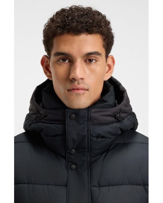 Boss Regular-Fit Pufferjack Van Waterafstotend Materiaal in het Black voor heren