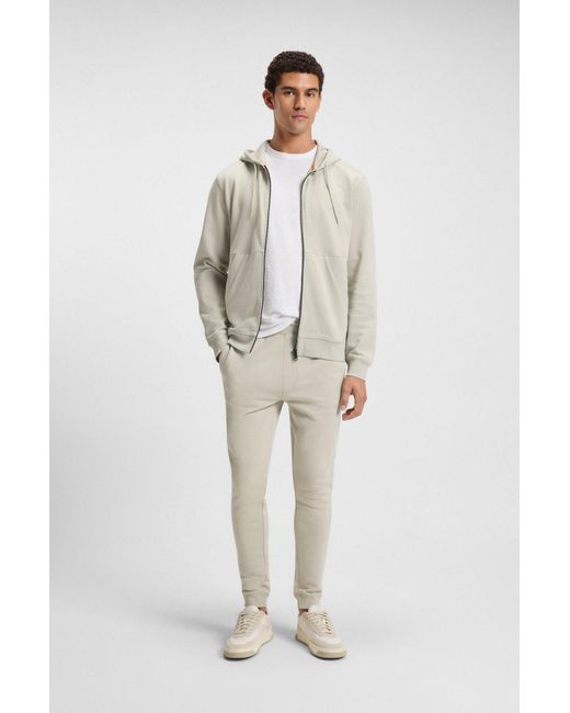 Boss Trainingsbroek Van Katoenen Badstof Met Logopatch in het Natural voor heren