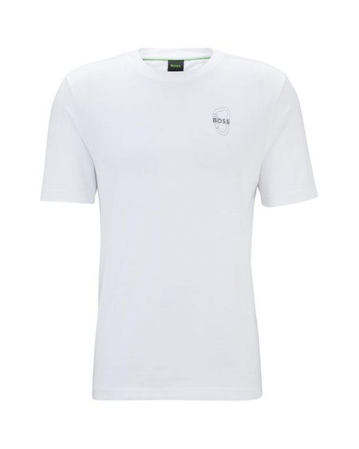 Boss White Cotton-jersey Regular-fit T-shirt With Carabiner Artwork for men