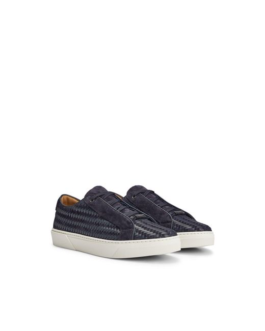 Boss Blue Gary Italian-Made Woven Trainers for men