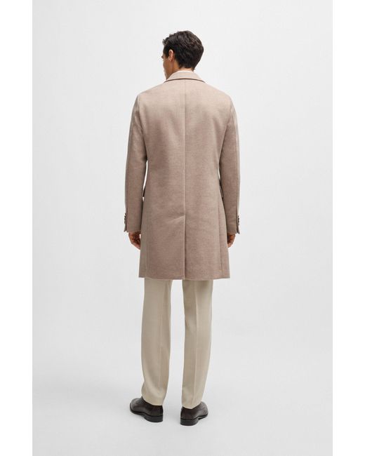 Boss Natural Slim-fit Coat In Wool With Cashmere for men