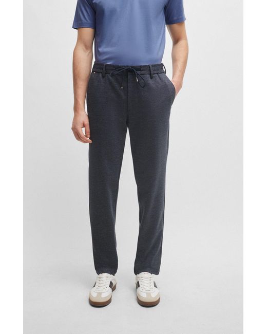 Boss Blue Regular-fit Trousers In Printed Jersey for men