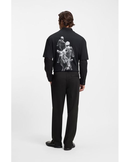 HUGO Trainingsbroek Van Een Katoenmix Met Streep in het Black voor heren