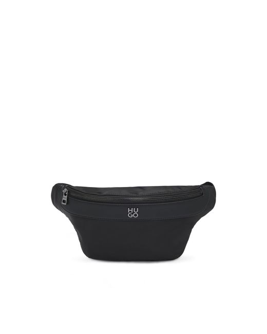 HUGO Black Twill Belt Bag With Stacked-Logo Hardware for men