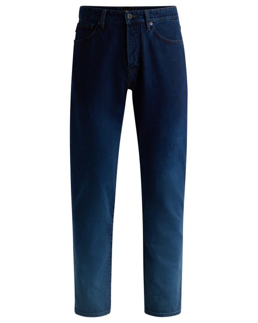 Boss Blue Regular-fit Jeans In Degradé Indigo Denim for men