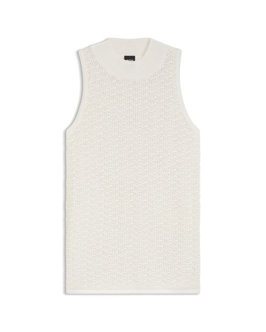 Boss Natural Knitted Cotton Top With Micro-Lace Structure